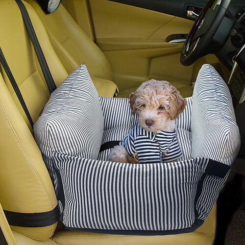 Siège Auto Rehausseur Chien - Mousse Mémoire De Forme, Pour Chiens <15,9 Kg, Lavable Avec Harnais Sécurité