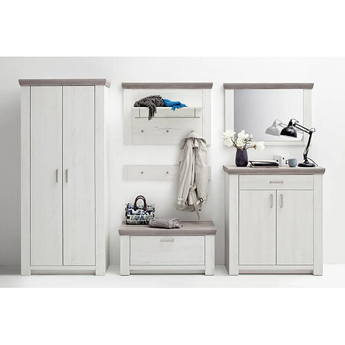 Pegane Ensemble d'entrée en pin - Blanc