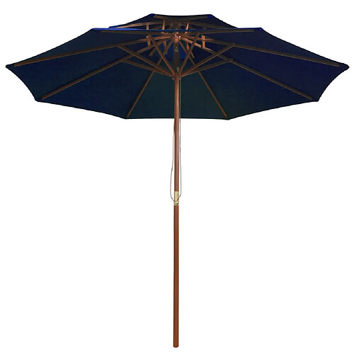 Helloshop26 Parasol double en bois - Bleu
