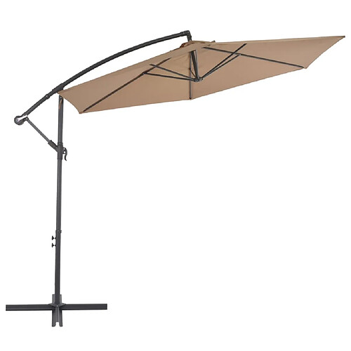 Helloshop26 Parasol déporté rond - Taupe