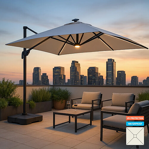 Elios parasols Parasol déporté carré - Blanc crème
