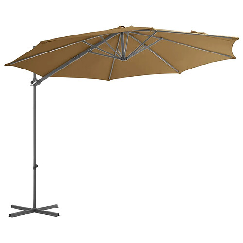 Helloshop26 Parasol déporté rond - Taupe