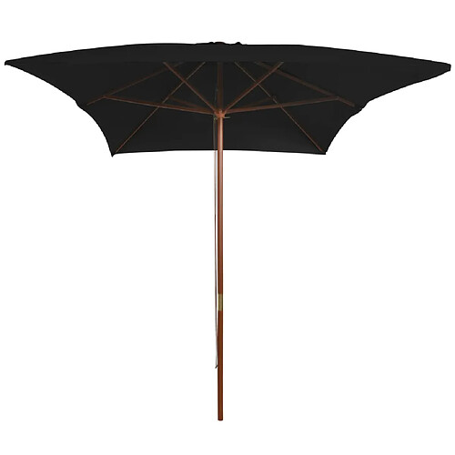 Helloshop26 Parasol mât bois - Noir