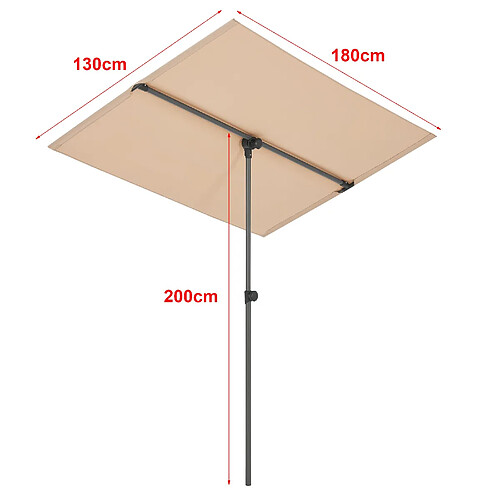 Helloshop26 Parasol inclinable 360° - Sable - 180 x 130 cm