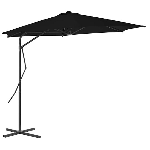 Helloshop26 Parasol déporté rond 3 m - Noir