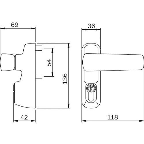 Iseo module béquille avec cylindre