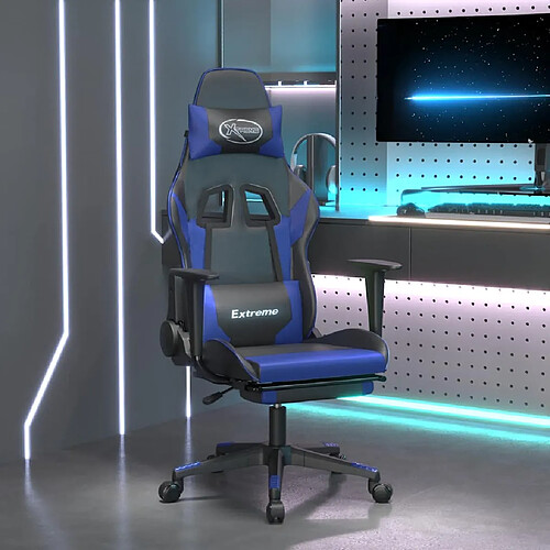 VidaXL Chaise de Jeu Massage Noir/Bleu