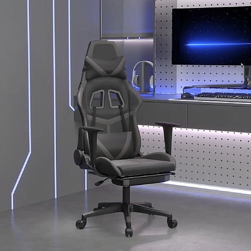 vidaXL Chaise de jeu massage - Noir&Gris