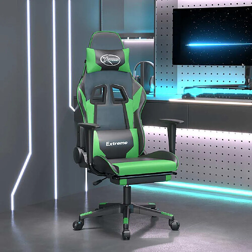 vidaXL Chaise de jeu de massage - Noir/Vert