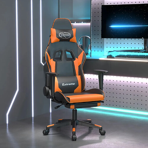vidaXL Chaise de jeu avec repose-pied - Noir et Orange
