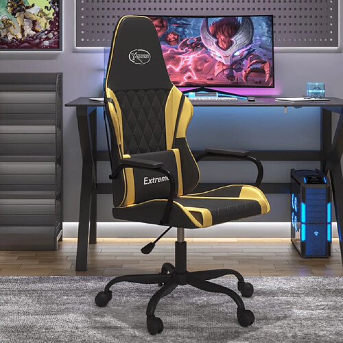 vidaXL Chaise de Jeu - Noir/Doré