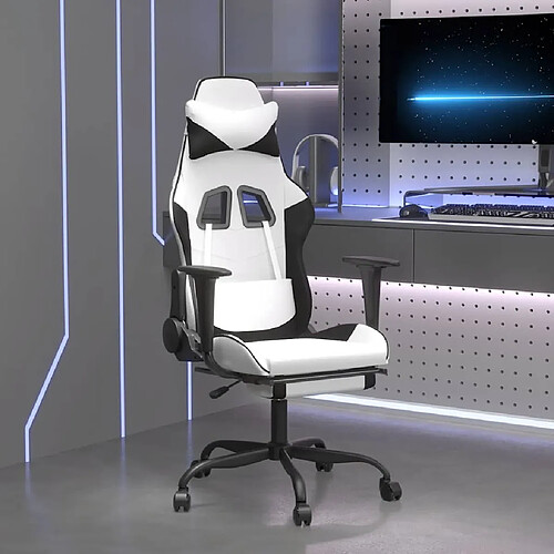 vidaXL Chaise de jeu massage - Blanc&Noir
