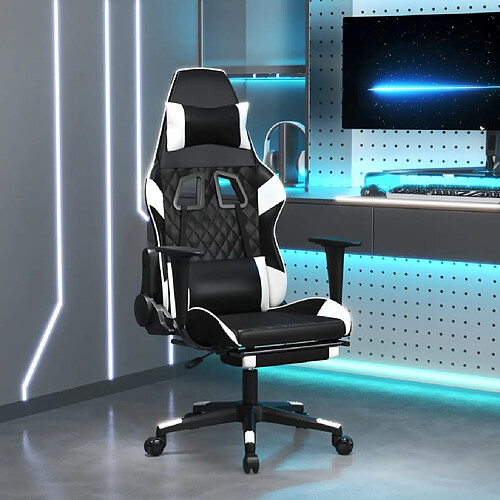 vidaXL Chaise de Jeu de Massage - Noir/Blanc