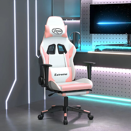VidaXL Chaise de jeu avec repose-pied Blanc/Rose