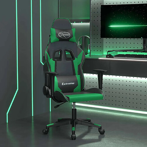 vidaXL Chaise de jeu - Noir/Vert