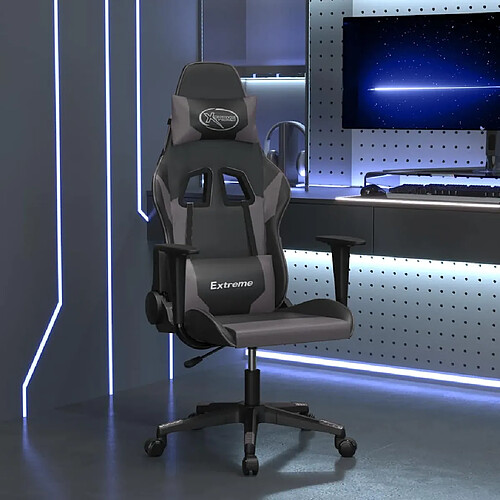 vidaXL Chaise de jeu de massage - Noir/Gris