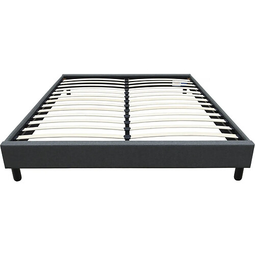 Habitat Et Jardin Sommier Andy en tissu - 160 x 200 cm - Gris anthracite