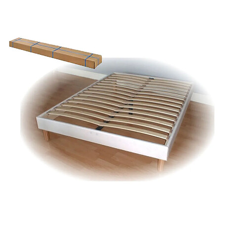 Promo matelas Sommier cadre à lattes - Blanc