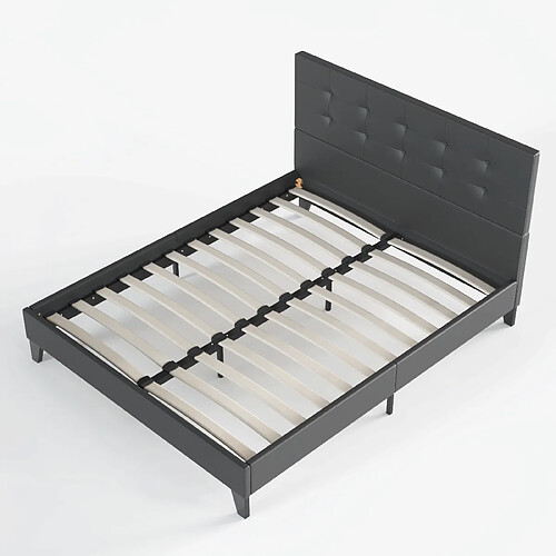 November sleep Lit sommier simili cuir - Noir