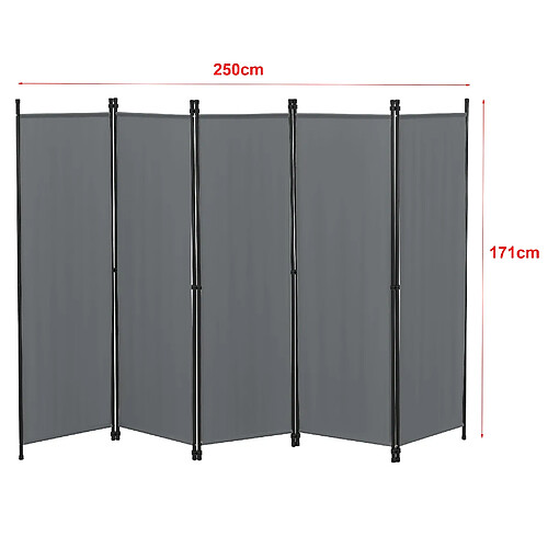 Helloshop26 Paravent Gris Foncé 5 Panneaux