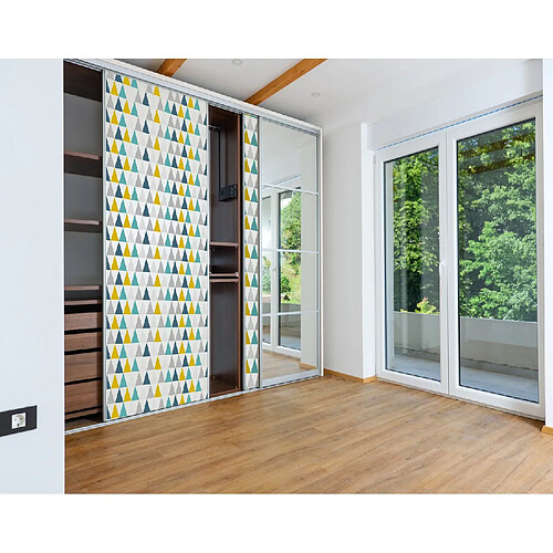 Cpm Sticker pour porte de dressing Home - L. 250 x l. 67,5 cm - Blanc multicolore