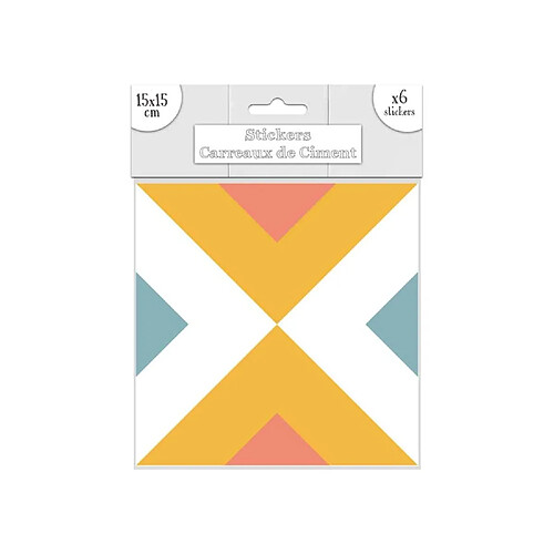 Sudtrading 6 Stickers carreaux de ciment - 15 x 15 cm - Triangles Jaune et orange
