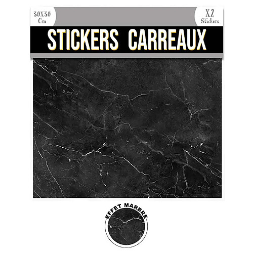 Sudtrading 2 Stickers effet marbre - 30 x 30 cm - noir