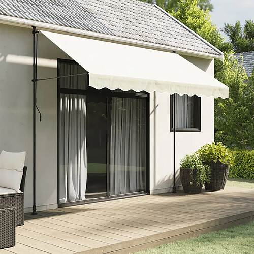 vidaXL Tissu de remplacement cantonnière d'auvent - Rayure Crème 3 m