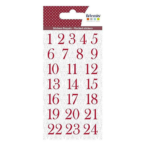 Artemio Autocollants chiffres calendrier de l'Avent - Rouge