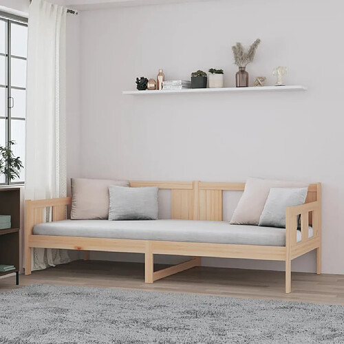 vidaXL Lit de Jour avec Tête de Lit - Bois massif - 90x200 cm