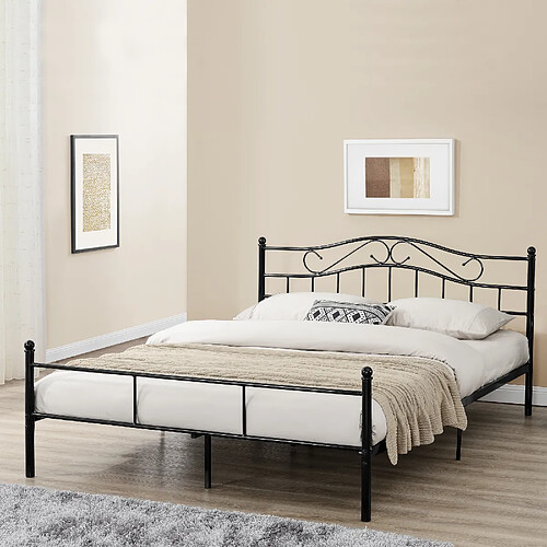 En.Casa en_casa Cadre de lit double Florenz 180x200 cm - Noir
