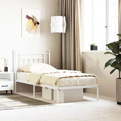 vidaXL Cadre de lit métal 90x190 cm - Blanc