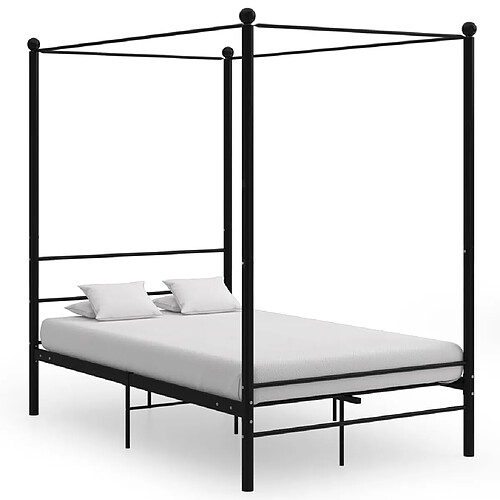 vidaXL Cadre de lit à baldaquin sans matelas noir 140x200 cm métal