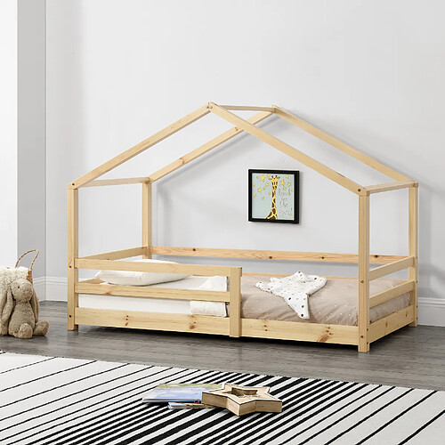 En.Casa Lit d'Enfant Maison 90x200 cm Bois Naturel
