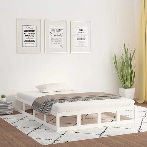 VIDAXL Cadre de lit Blanc 135x190 cm Bois