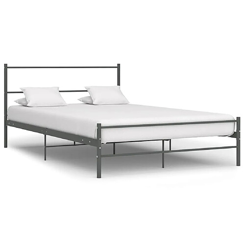 vidaXL Cadre de Lit Métal Gris 160x200