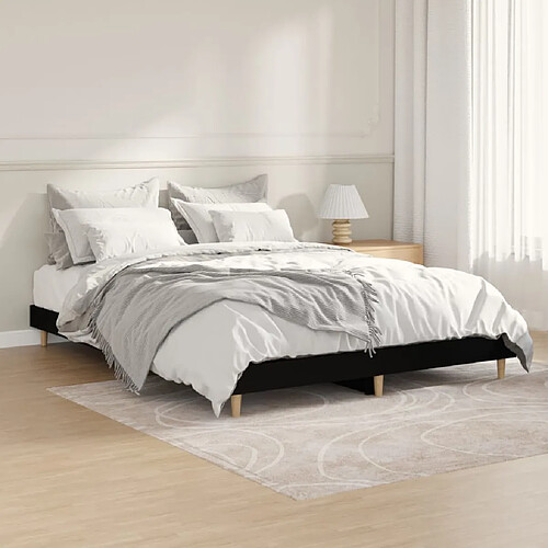 vidaXL Cadre de lit sans matelas noir 140x190 cm bois d'ingénierie