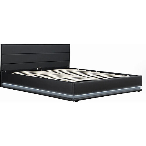 Habitat Et Jardin Lit LED avec coffre Anastasia - 180 x 200 cm - Noir