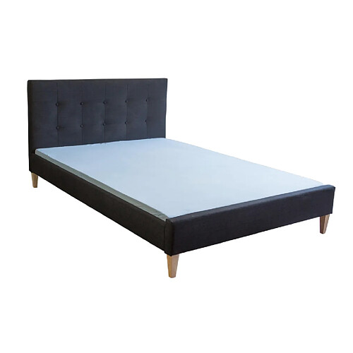 HOMESTYLE4U Lit double - Tissu noir 140x200 cm