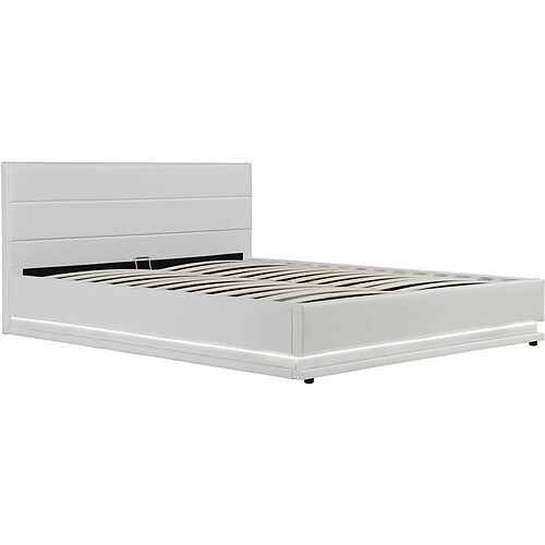 Habitat Et Jardin Lit LED avec coffre Anastasia - 140 x 190 cm - Blanc