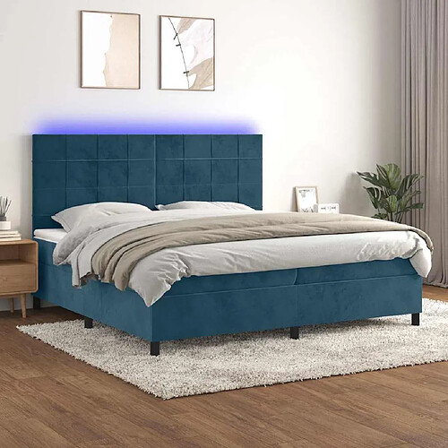 vidaXL Sommier à lattes avec LED 200x200 - Bleu foncé