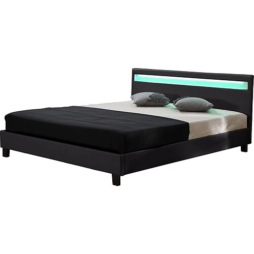 Habitat Et Jardin Lit LED [ ]Maria[ ] - 140 x 190 cm - Noir