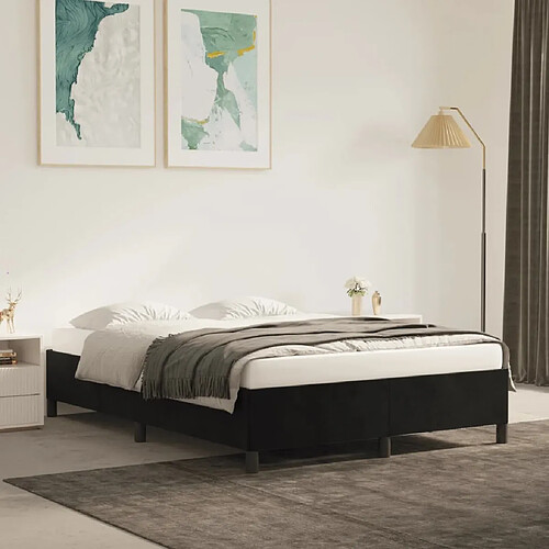 vidaXL Cadre de lit Velours Noir 140x200 cm