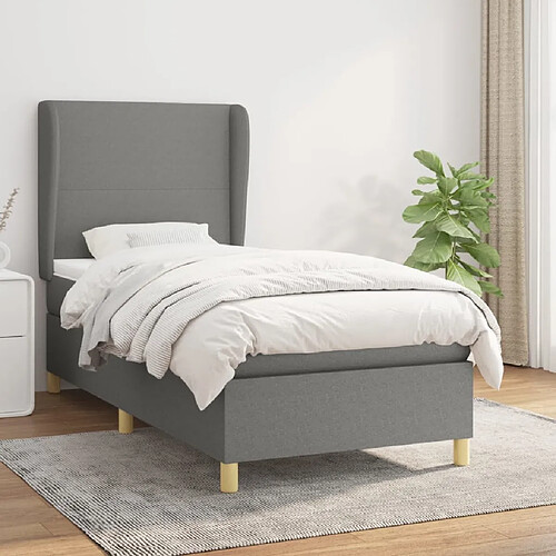 vidaXL Sommier à lattes gris foncé 100x200 cm tissu