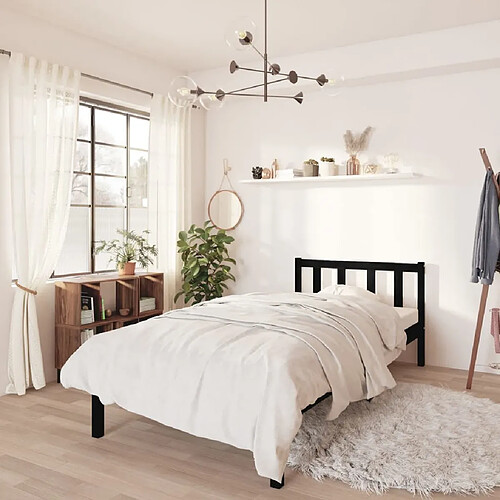 vidaXL Cadre de lit - Noir 75x190 cm Bois massif