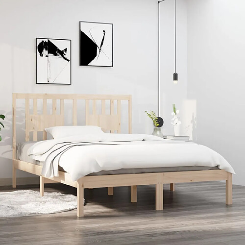 VIDAXL Cadre de lit - Bois Massif 135x190 cm