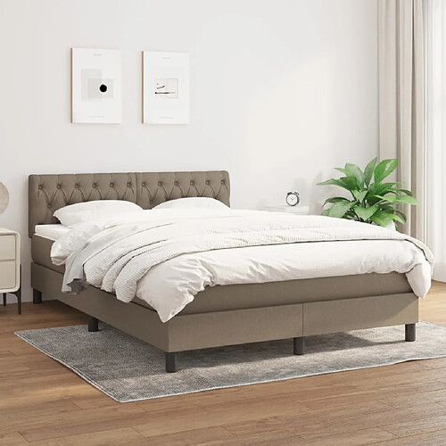 VIDAXL Sommier à lattes avec matelas - Taupe 140x190 cm Tissu