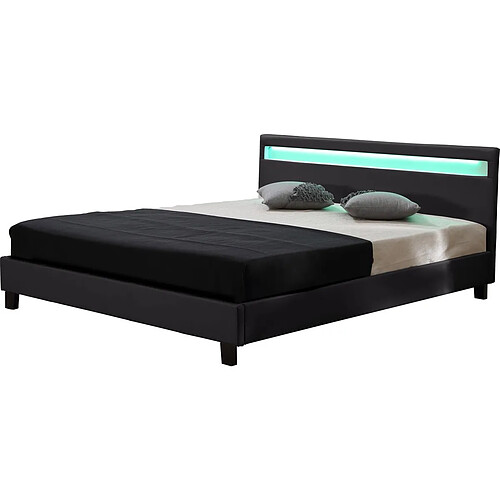 Habitat Et Jardin Lit LED Maria - 160 x 200 cm - Noir