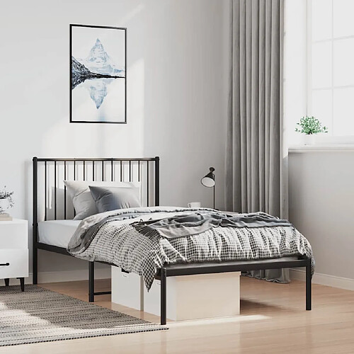 VIDAXL Cadre de lit métal 100x190 cm Noir