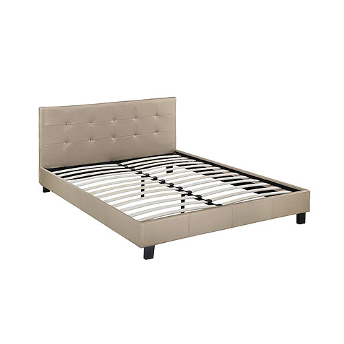Habitat Et Jardin Lit double en pvc Julia - 140 x 190 cm - Taupe